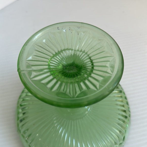Vintage Green Depression Glass Pedestal Style Candy Dish - Picture 3 of 5